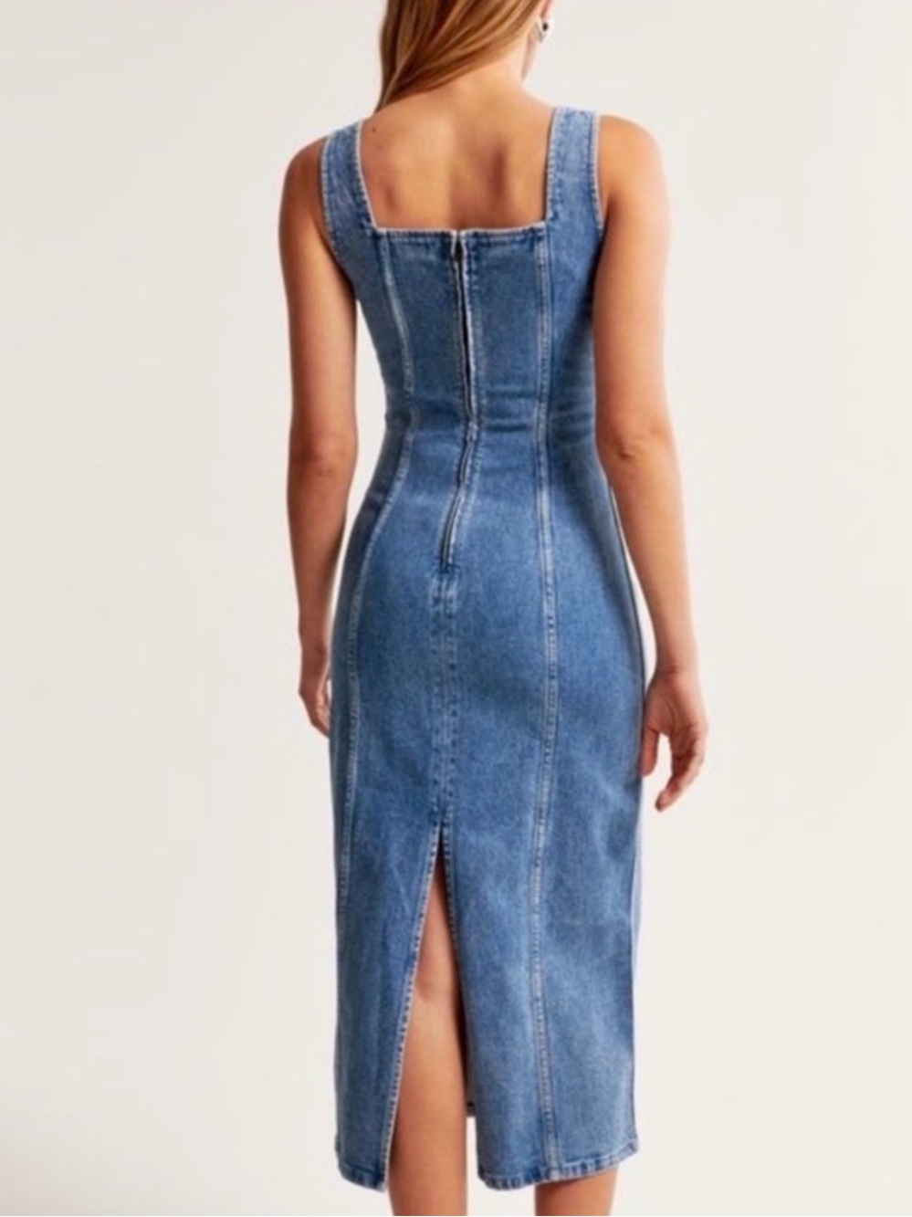 Abercrombie Fitted Denim Midi Dress - size xxs